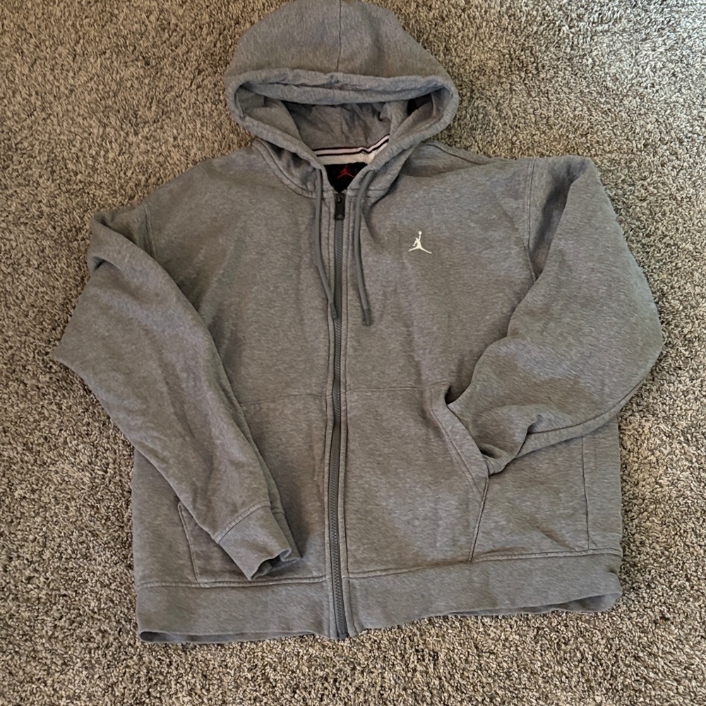 Jordan Gray Full-Zip Hooded Sweatshirt